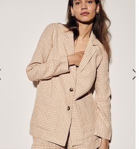 Madewell linen Dorset blazer in ghingham check
